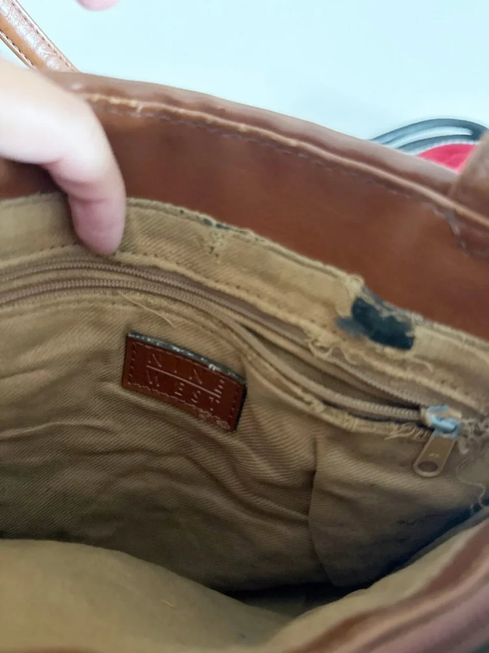 Vintage Genuine Leather Nine West Brown Woven Purse Bag